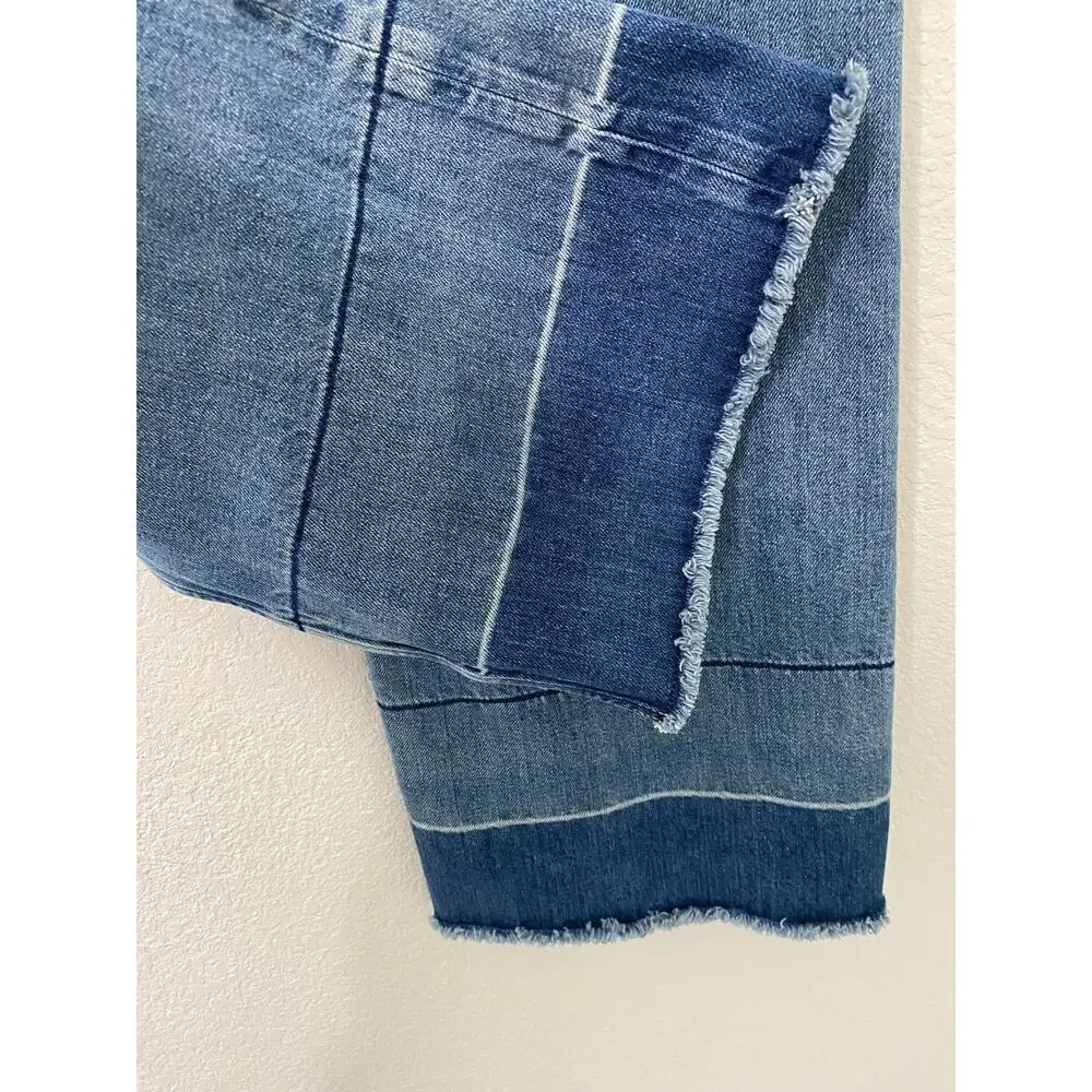 Everlane Wide Leg Jeans Womens 28R Cropped Raw Hem Blue Denim High Rise - Picture 12 of 13